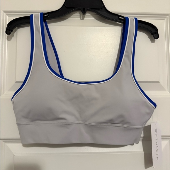 Athleta Other - Athleta Breathe Longline Gray & Blue Small Sports Bra NWT Best A-C Cups
